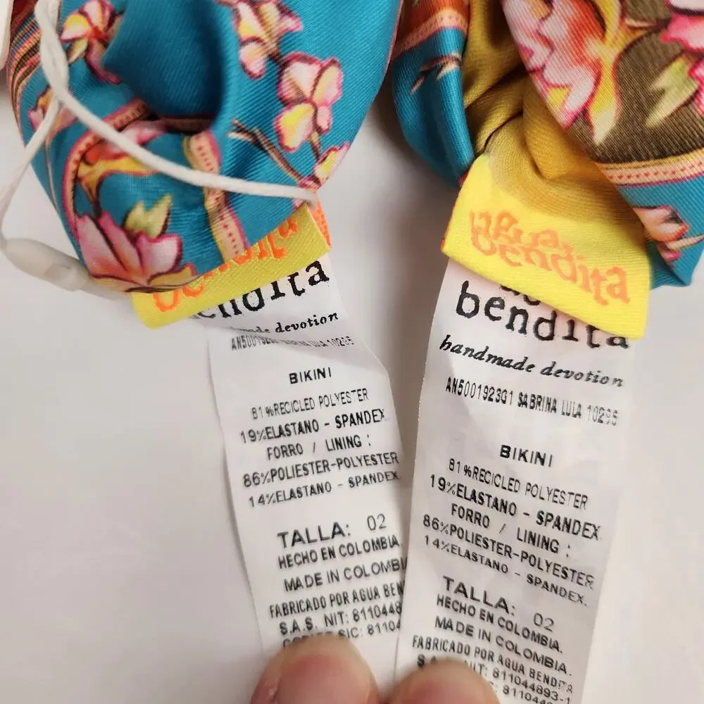 Agua Bendita Sabrina Bikini Set Kids Size 2 in Lula Print NWOT
